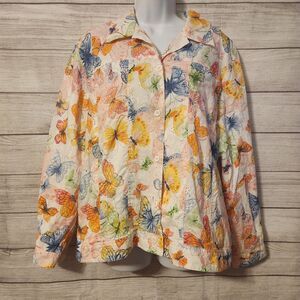 Alfred Dunner Butterfly Size 18 Lightweight Pretty Pastel 100% cotton Jacket
